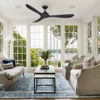 56" Hamptons Modern DC Motor Downrod Mount Reversible Ceiling Fan with Remote Control