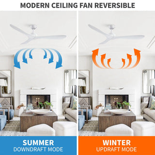 56" Hamptons Modern DC Motor Downrod Mount Reversible Ceiling Fan with Remote Control