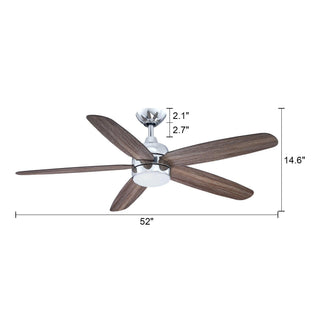 52" Dicken Hamptons Farmhouse Downrod Mount Reversible Ceiling Fan with Lighting and Remote Control
