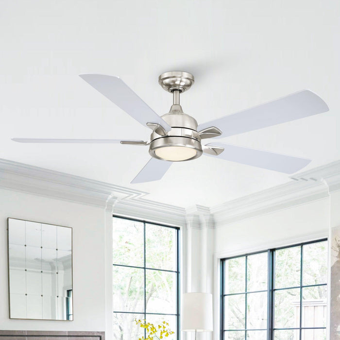 52" Tata Nagar Industrial Brush Nickel Downrod Mount Reversible Ceiling Fan with Lighting and Remote Control