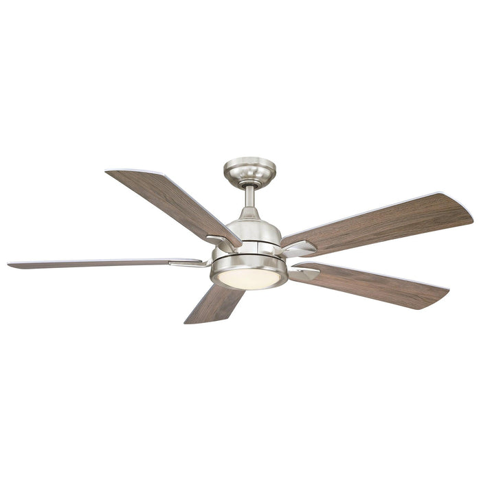 52" Tata Nagar Industrial Brush Nickel Downrod Mount Reversible Ceiling Fan with Lighting and Remote Control