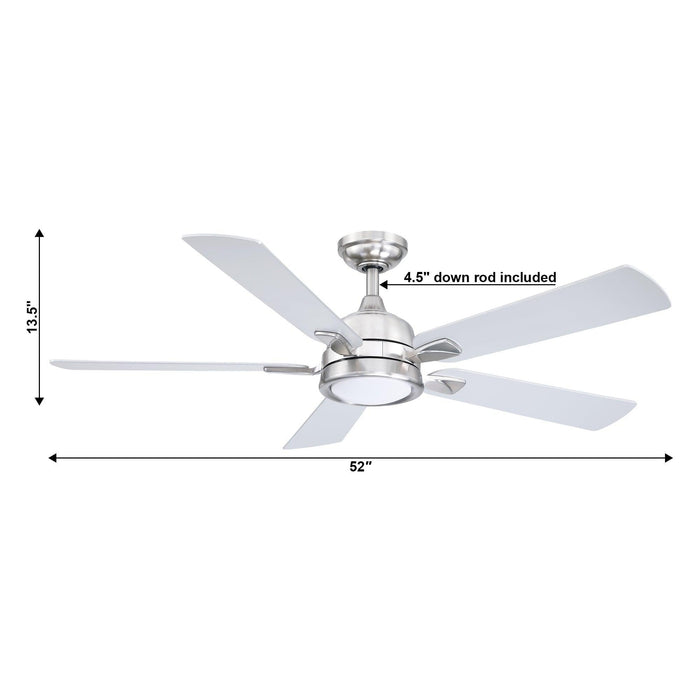 52" Tata Nagar Industrial Brush Nickel Downrod Mount Reversible Ceiling Fan with Lighting and Remote Control