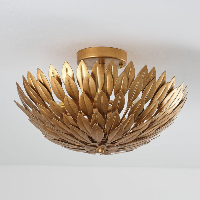 16 Inch 3-Light Farmhouse Golden Semi-Flush Mount Ceiling Lighting