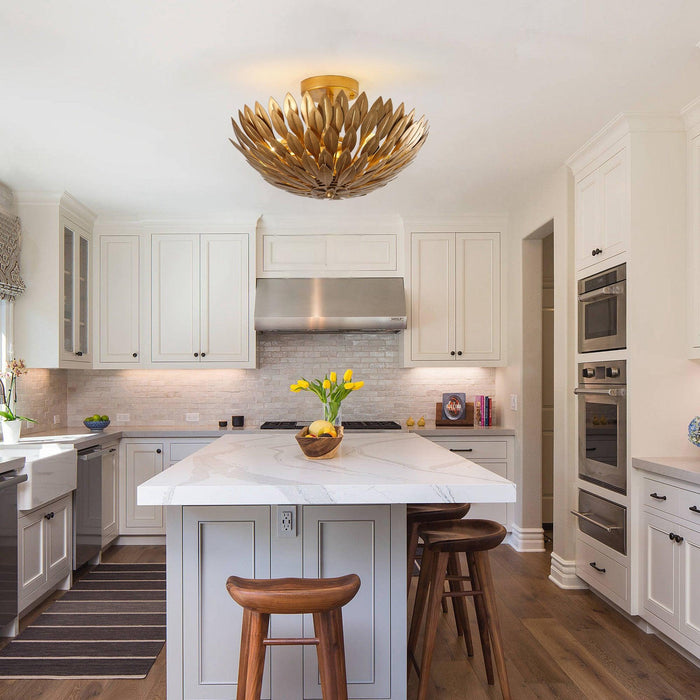 16 Inch 3-Light Farmhouse Golden Semi-Flush Mount Ceiling Lighting