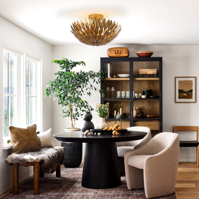 16 Inch 3-Light Farmhouse Golden Semi-Flush Mount Ceiling Lighting