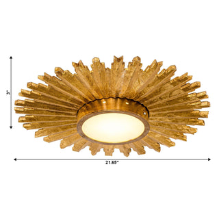 Golden Sunburst Flush Mount LED Lighting