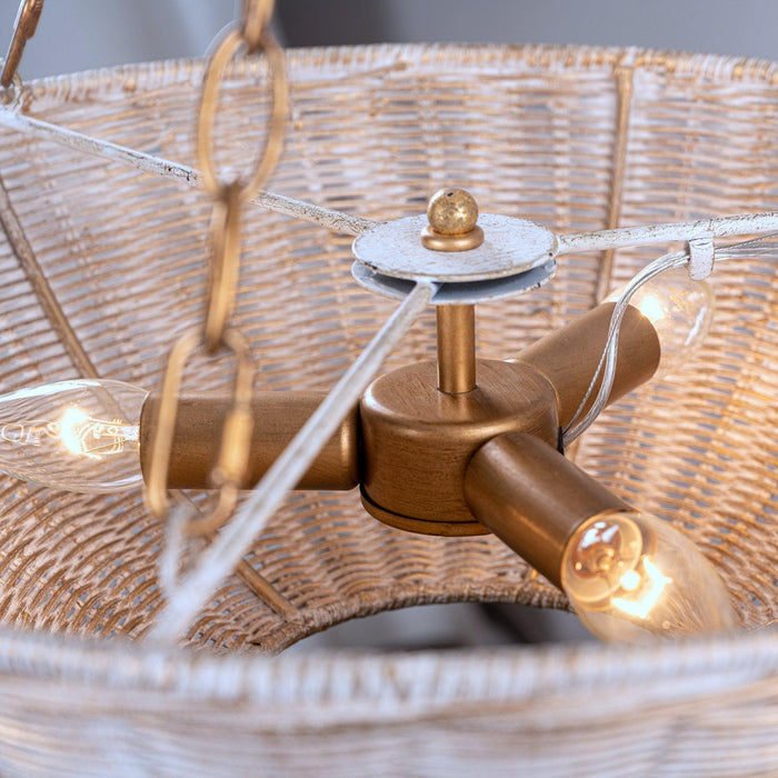 Farmhouse 3-Light Rattan Pendant Lighting in Bowl Shape