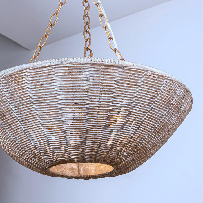 Farmhouse 3-Light Rattan Pendant Lighting in Bowl Shape