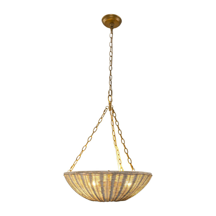 Farmhouse 3-Light Rattan Pendant Lighting in Bowl Shape