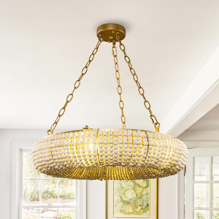 Farmhouse 6-Light Antique Golden Flush Mount Lighting