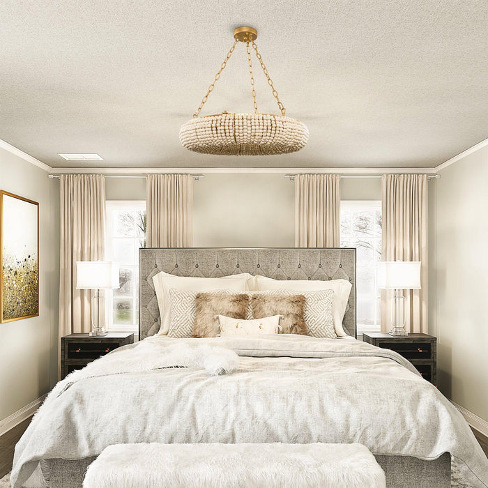 Farmhouse 6-Light Antique Golden Flush Mount Lighting