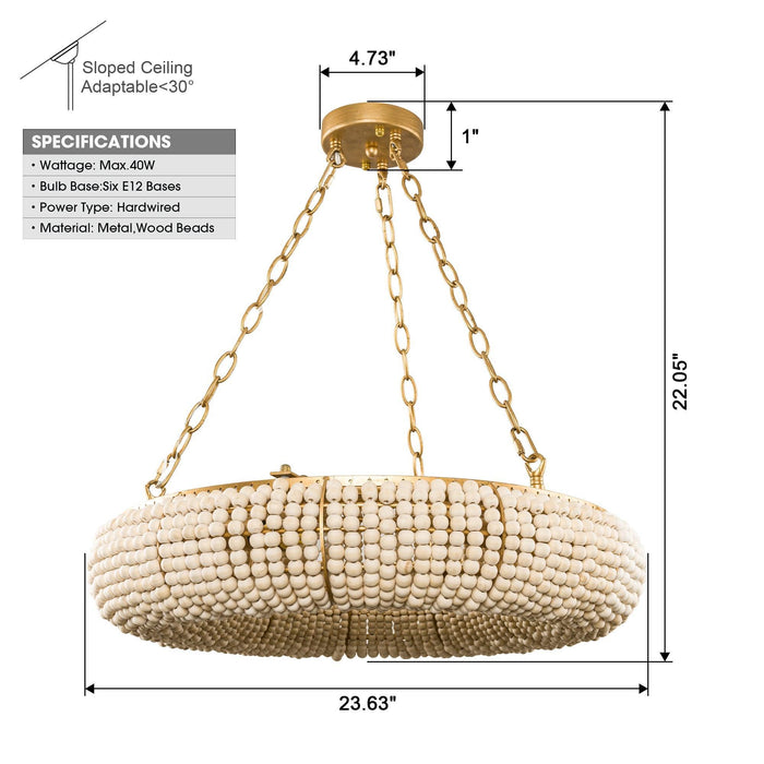 Farmhouse 6-Light Antique Golden Flush Mount Lighting