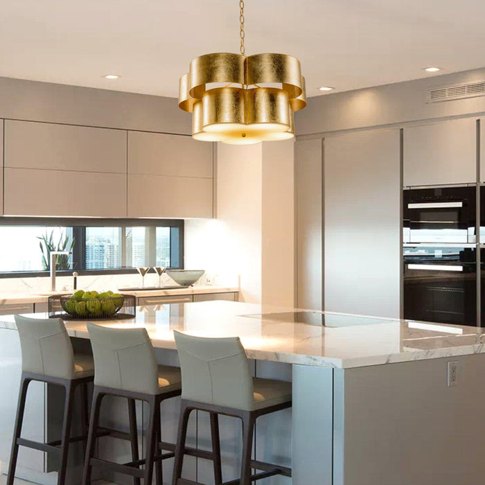 Golden 5-Light Iron Dry Rated Pendant Lighting