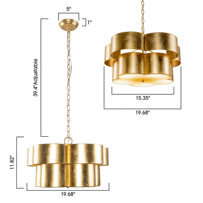 Golden 5-Light Iron Dry Rated Pendant Lighting