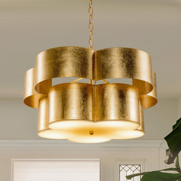 Golden 5-Light Iron Dry Rated Pendant Lighting