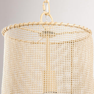 1-Light Wooden Beads Farmhouse Beige Dry Rated Pendant Lighting