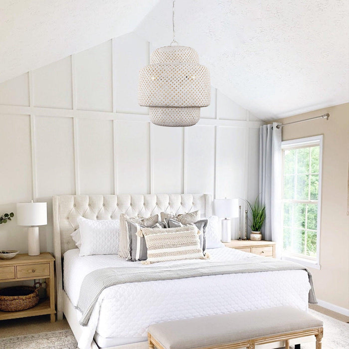 Rustic 3-Light White Dry Rated Farmhouse Pendant Hanging Light