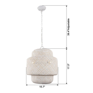 Rustic 3-Light White Dry Rated Farmhouse Pendant Hanging Light