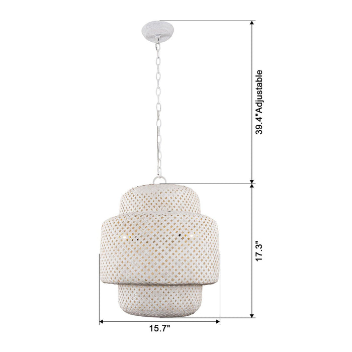 Rustic 3-Light White Dry Rated Farmhouse Pendant Hanging Light