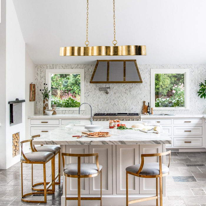 5-Light Golden Modern Dry Rated Linear Pendant Lighitng