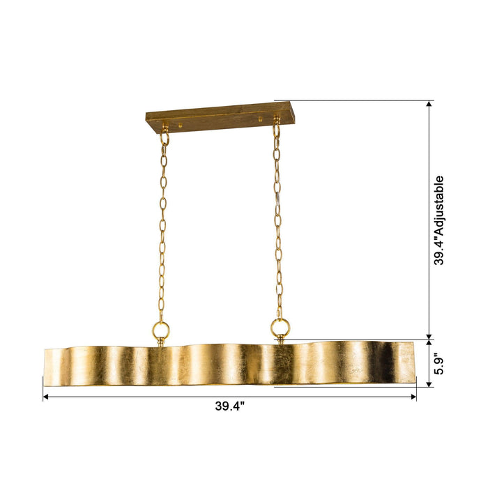 5-Light Golden Modern Dry Rated Linear Pendant Lighitng