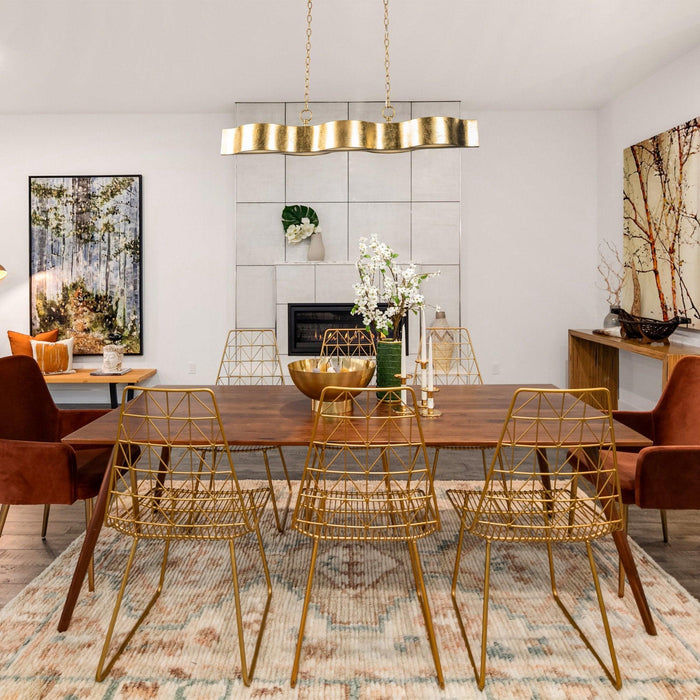 5-Light Golden Modern Dry Rated Linear Pendant Lighitng