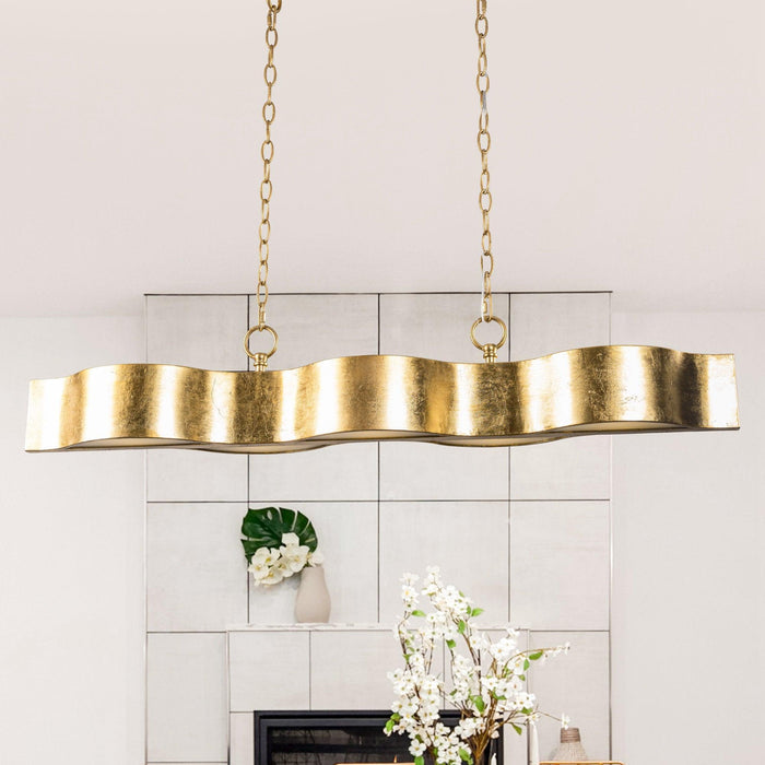 5-Light Golden Modern Dry Rated Linear Pendant Lighitng