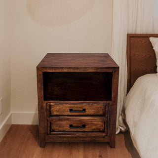 Modern Assembled Brown Two-Drawer Bedside Cabinet