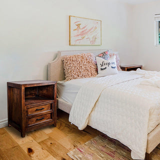 Modern Assembled Brown Two-Drawer Bedside Cabinet