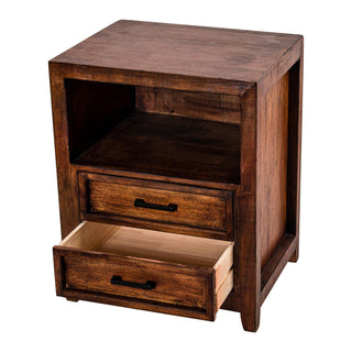 Modern Assembled Brown Two-Drawer Bedside Cabinet