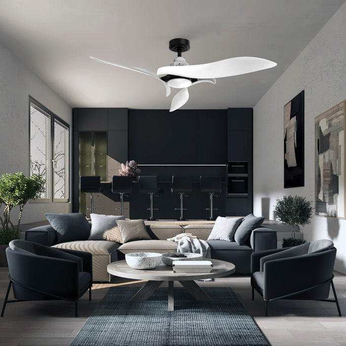 Black 54" DC Motor 6 Speed Ceiling Fan with LED Lighting