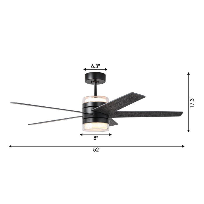52" Fanelee 5 Blades Industrial Ceiling Fan with LED Lighting