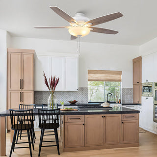 52" Traditional Pull Chain 5 Blades Ceiling Fan with Light