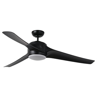 60" Wall Control 3 Blades Black Hamptons Ceiling Fan with LED Lighting