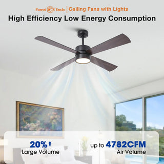 52 Inch Bucholz Hamptons Industrial Dimmable RGB LED Ceiling Fan with Remote and APP Control