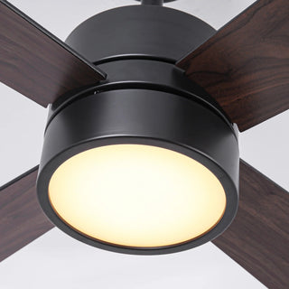 52 Inch Bucholz Hamptons Industrial Dimmable RGB LED Ceiling Fan with Remote and APP Control