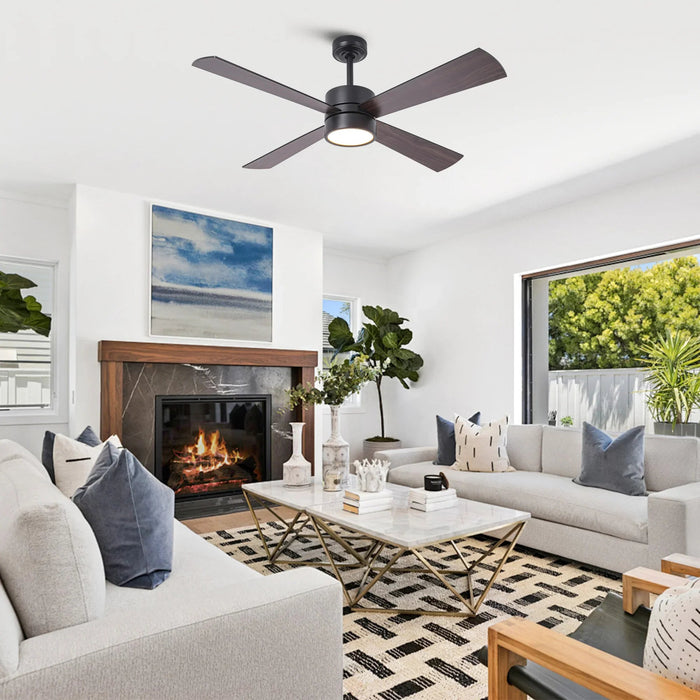 52 Inch Bucholz Industrial Dimmable RGB LED Ceiling Fan with Remote and APP Control