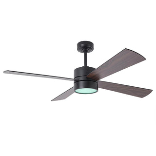 52 Inch Bucholz Hamptons Industrial Dimmable RGB LED Ceiling Fan with Remote and APP Control