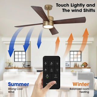 52 Inch Bucholz Hamptons Industrial Dimmable RGB LED Ceiling Fan with Remote and APP Control
