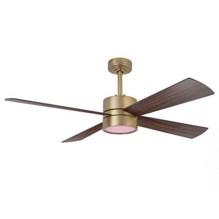 52 Inch Bucholz Hamptons Industrial Dimmable RGB LED Ceiling Fan with Remote and APP Control