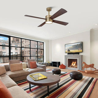 52 Inch Bucholz Hamptons Industrial Dimmable RGB LED Ceiling Fan with Remote and APP Control