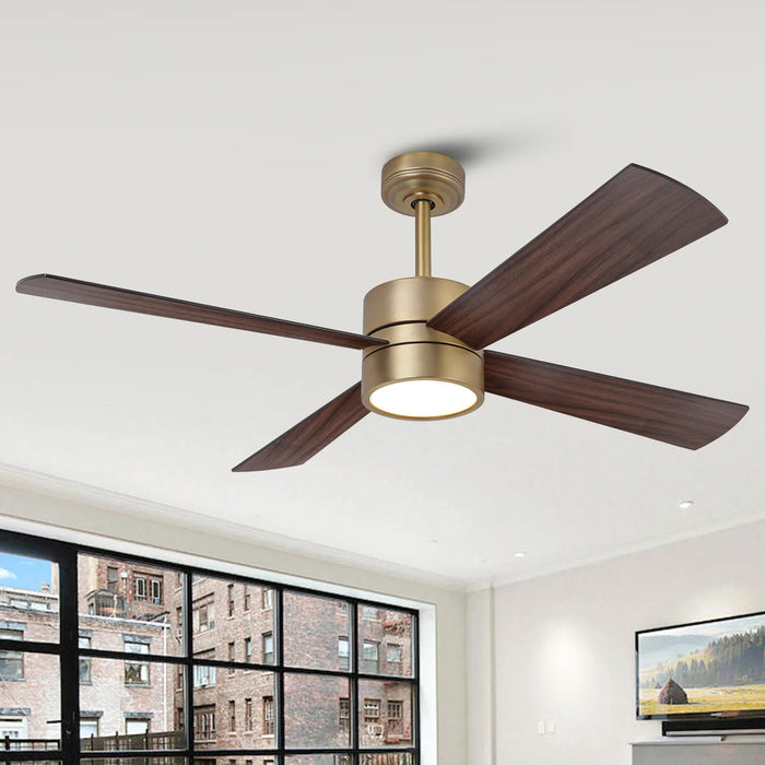 52 Inch Bucholz Industrial Dimmable RGB LED Ceiling Fan with Remote and APP Control