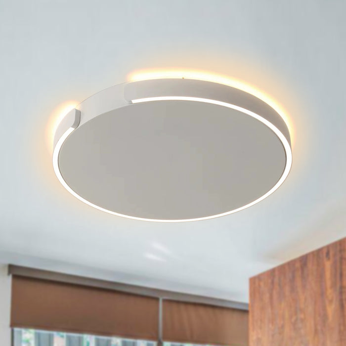 1-Light Modern White Flush Mount Ceiling Light with LED