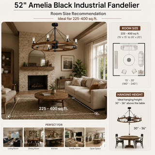 52" Amelia Black Industrial Fandelier
