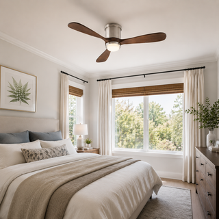 52" Mayna Flush Mount Ceiling Fan,Solid Wood Blades