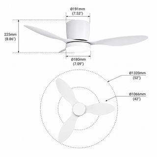 42" Aura Modern White Flush Mount Ceiling Fan with LED Light