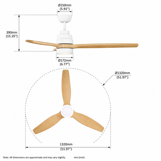 52" Halo Modern Downrod Ceiling Fan with LED Light