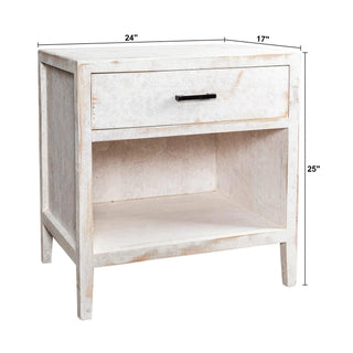 Classic White Solid Wood 1-Drawer Nightstand Side Table