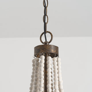 4-Light Hamptons Farmhouse Pendant Lighting with Wooden Beads