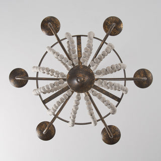 4-Light Hamptons Farmhouse Pendant Lighting with Wooden Beads